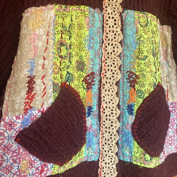 Free People baby doll cropped patchwork cardigan - Picture 3 of 6